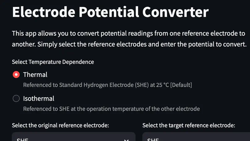 Reference electrode converter webapp